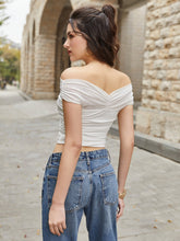 Off Shoulder Ruched Backless Crop Top